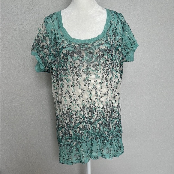 Cecil Mesh Shirt Aqua Print Size Large - Picture 1 of 8